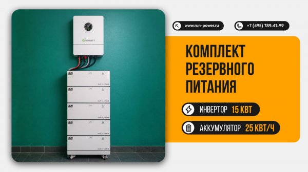 Резервное питание дома: 15 кВт · 3 фазы · 25 кВт·ч