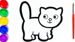 Мультик раскраска для детей и малышей. Как нарисовать рисунок кота