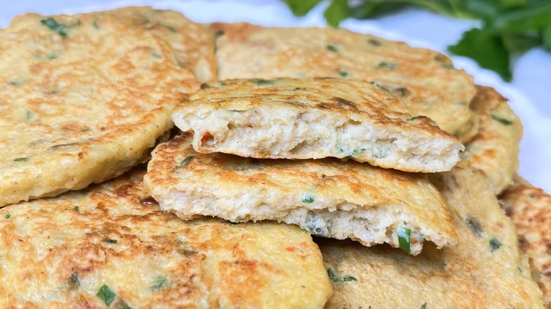 Оладьи из кальмара. Много белка, мало калорий. Без глютена.