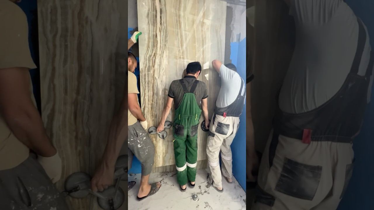 Монтаж огромной плитки! #дизайндома #ремонтдома #ремонтквартир #дизайнквартир #ремонт #primepark смотреть онлайн