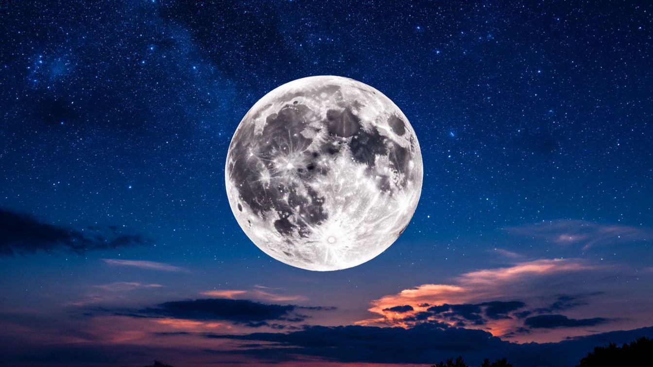 Луна и звезды в небе