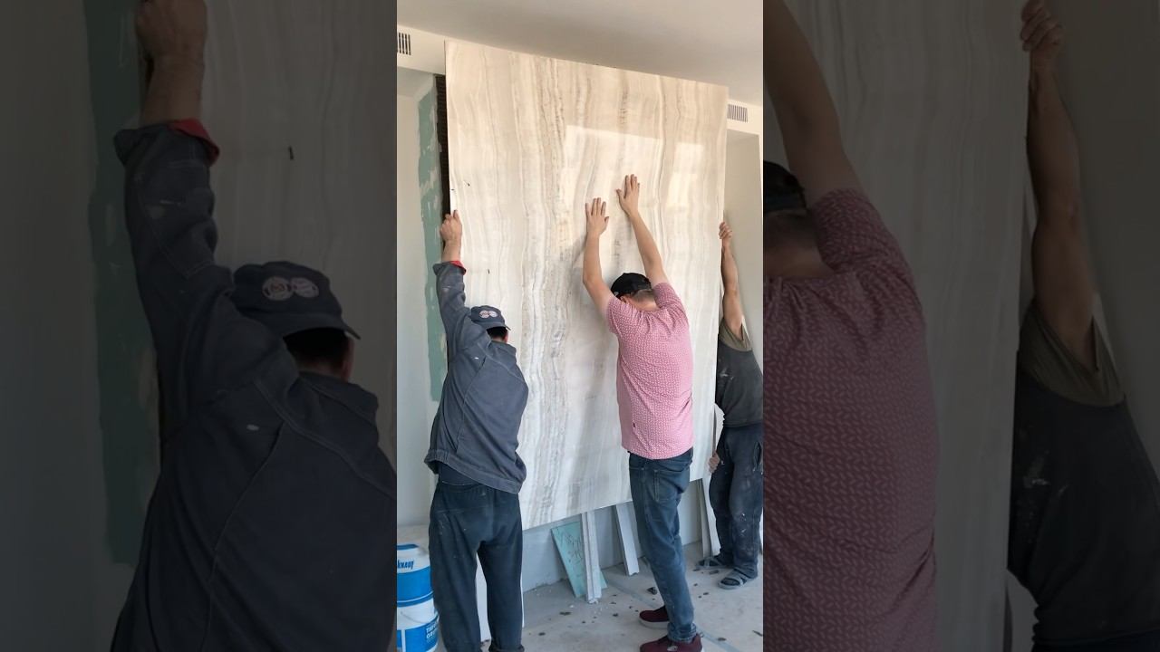 Монтаж огромной плитки! #дизайндома #дизайнквартиры #ремонтдома #ремонтквартир #дизайндома смотреть онлайн