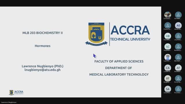 MLB 203 Biochemistry II (Part-Time): Hormones-I