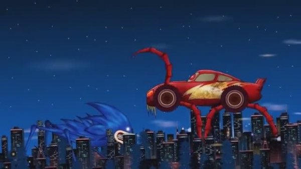 Пожиратель Молний Маккуин против пожирателя полицейских машин Много машинок Disney Pixar Вселенная