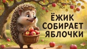 Мультфильм для детей. Ёжик собирает яблочки