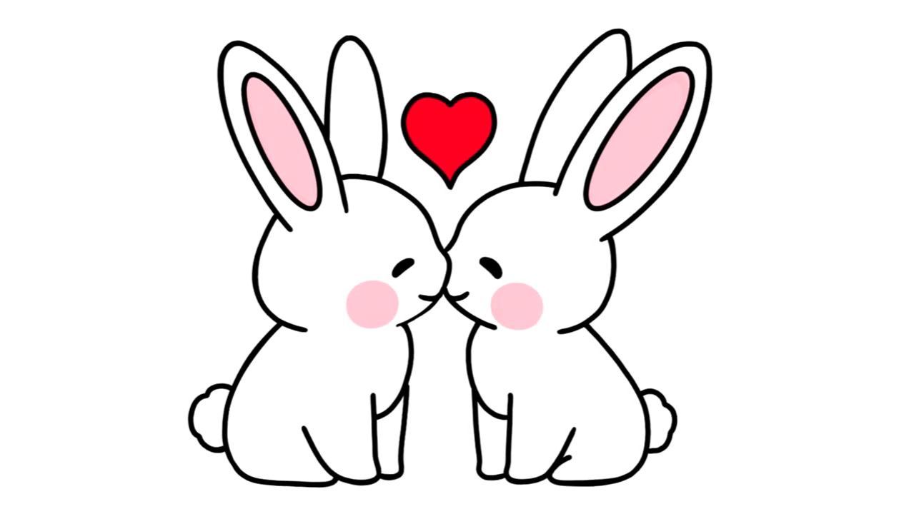 КАК ЛЕГКО НАРИСОВАТЬ ДВУХ МИЛЫХ ВЛЮБЛЕННЫХ КРОЛИКОВ 🐇💗