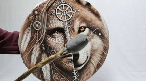 Шаманский бубен 45 см - Волк