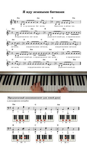 Я иду земными битвами / христианские песни / аккомпанемент для левой руки