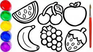 Мультик раскраска для детей и малышей. Новый сборник рисунков. Как нарисовать ягоды и фрукты