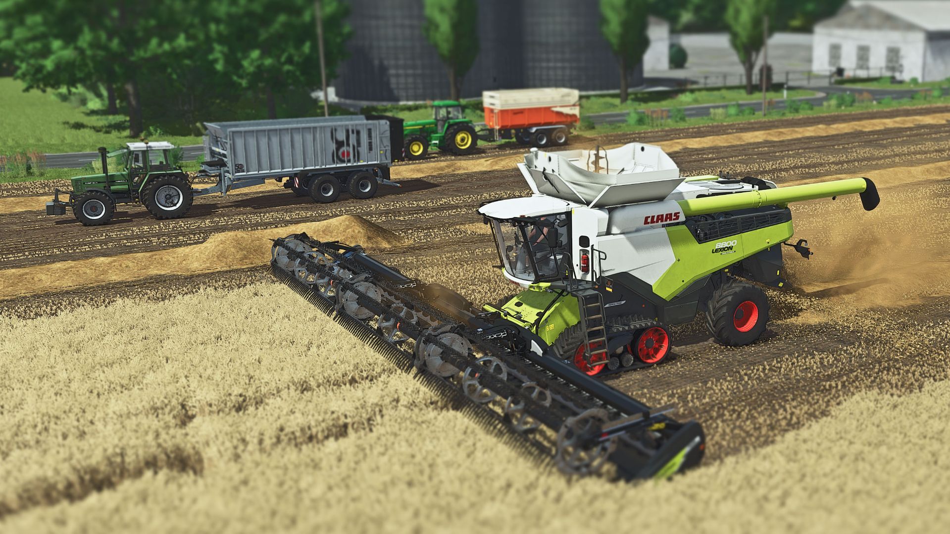 FS25 Уборка тритикале Claas Lexion 8800, FEND 615LSA, John Deere 4955 смотреть онлайн