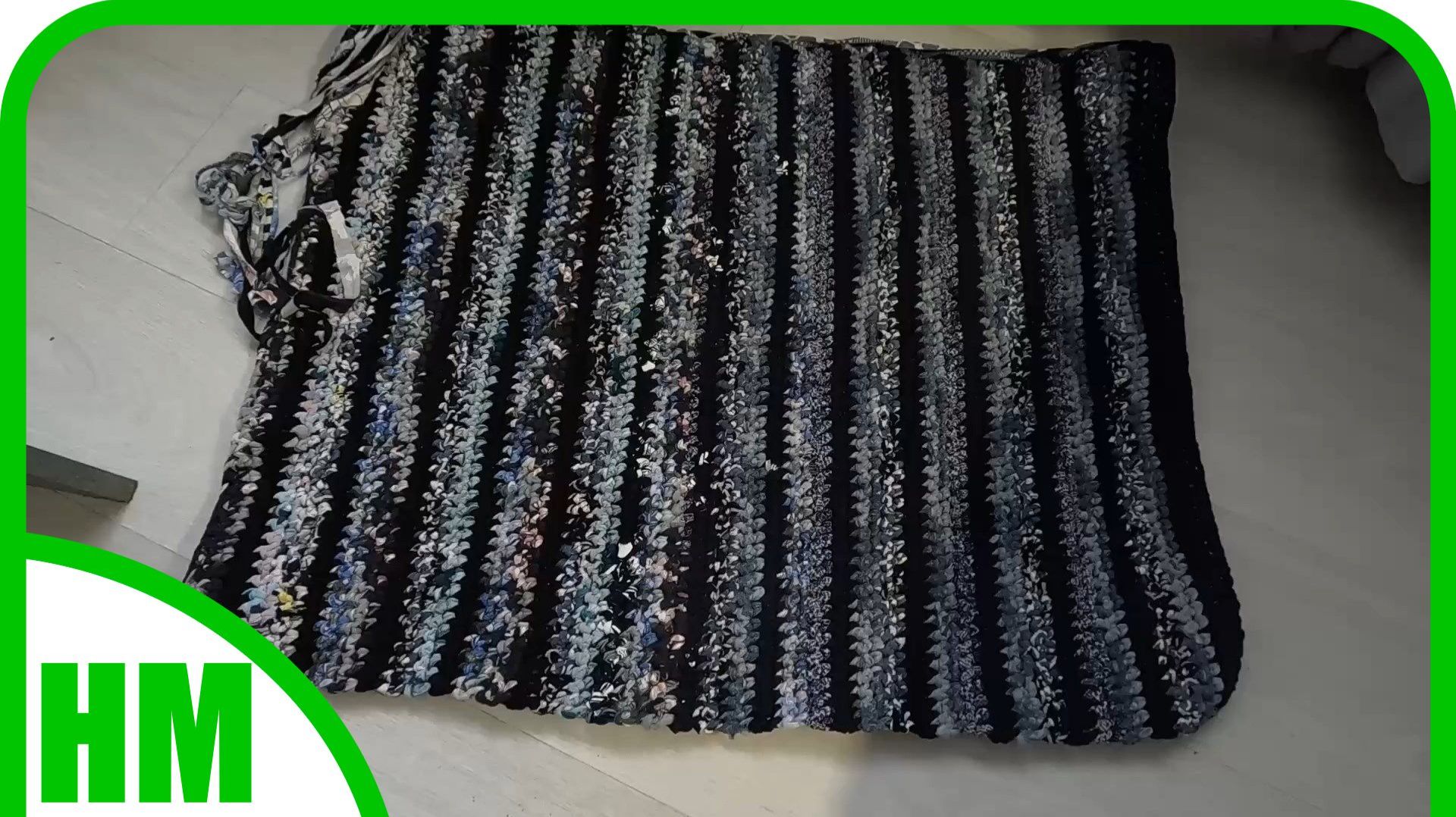 Как связать прямоугольный КОВРИК из старых тряпок. Очень подробное видео.