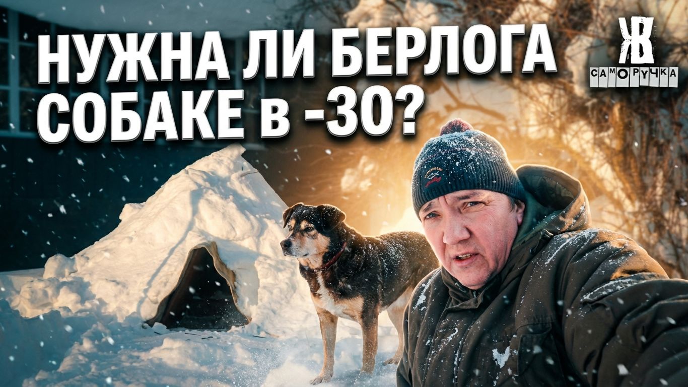 Делаю Берлогу для собаки. Снег. снег. снег в деревне .ЖКВ Саморучка смотреть онлайн
