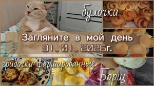 Загляните в мой день//борщ//булочки//грибочки