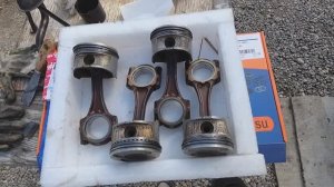 Установка поршней двигатель 5A-FE, второй средний ремнт