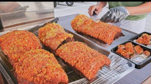 Хрустящая жареная свиная грудинка, приготовление тушеного говяжьего рубца