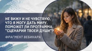 Не вижу и не чувствую, что я могу дать миру. Поможет ли программа "Сценарий твоей Души"?