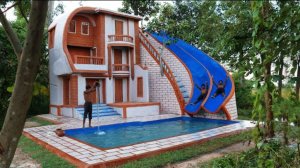 Я построил креативную виллу из грязи, с горками и бассейном. Строительство примитивными методами.