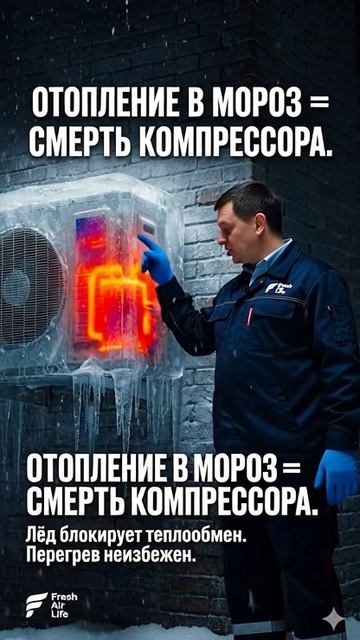 Кондиционер в режиме обогрева, на улице -20°С смотреть онлайн