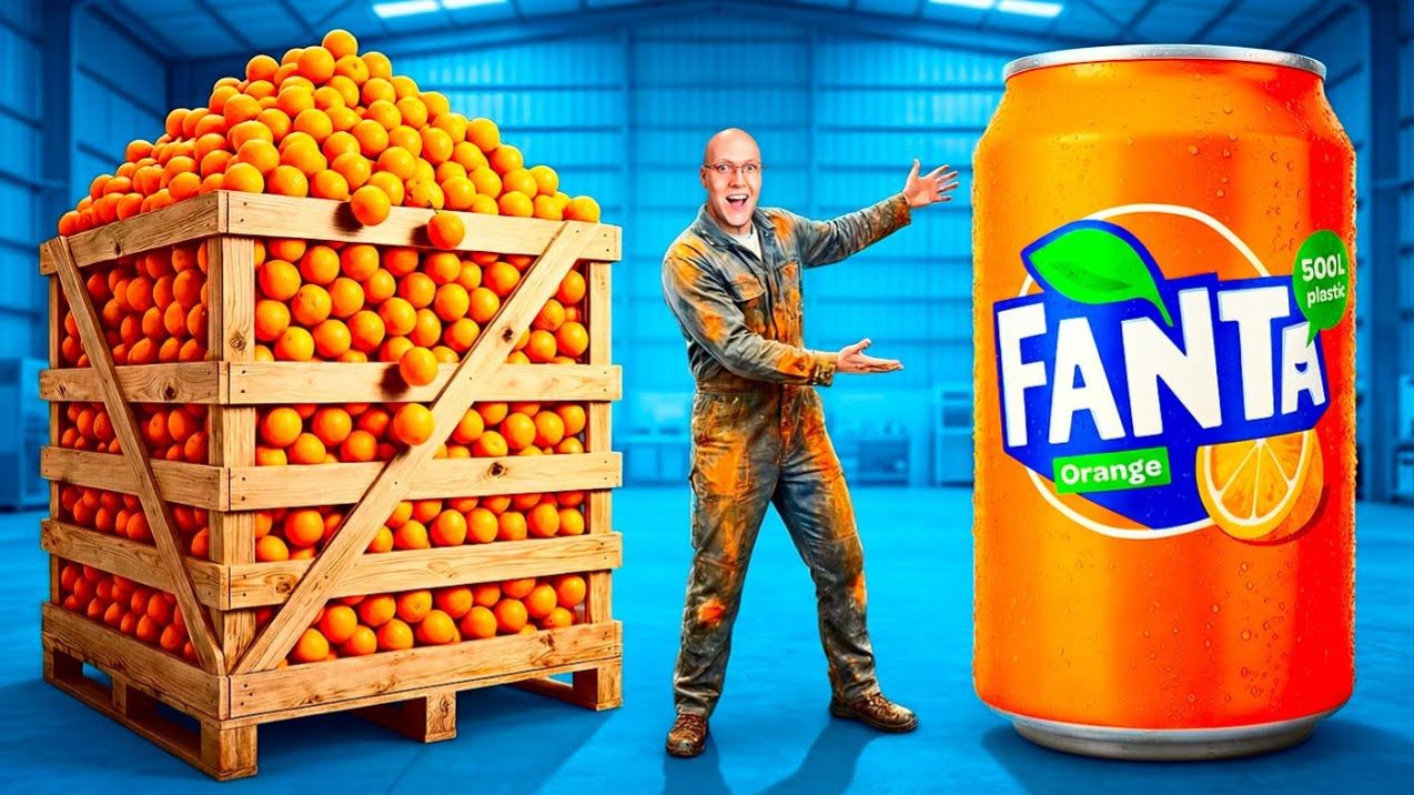 Я СДЕЛАЛ ГИГАНТСКУЮ FANTA ИЗ 1 ТОННЫ АПЕЛЬСИНОВ !!! (vanzai) смотреть онлайн