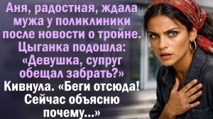 Аня, радостная, ждала мужа у поликлиники после новости о тройне. Цыганка подошла