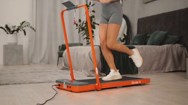 Тонкая беговая дорожка Genau Stride X (оранжевая и белая) смотреть онлайн