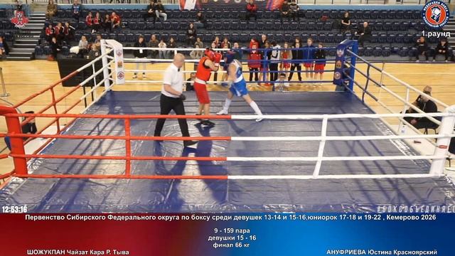 159 финал 66 кг ШОЖУКПАН Чайзат Кара Р. Тыва АНУФРИЕВА Юстина Красноярский