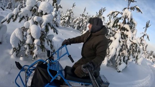 Снежный плен! Снегоход Альбатрос едет по кайфу! По глубокому пухлому снегу прокатился от души!