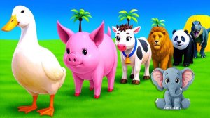 Мультики для детей . Яркая Веселая звериная ферма с Гусями и слонами. Мультики залипалки для малышей