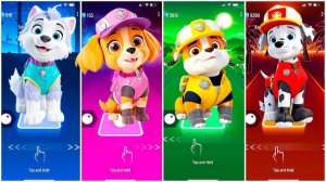 Мультики для Детей Щенячий Патруль Tiles Hop - ЭВЕРЕСТ, СКАЙ, КРЕПЫШ, МАРШАЛЛ