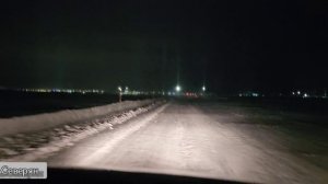 Дорога от Салехард до Лабытнанги, ледовая переправа. Вечер. Ямало-Ненецкий АО. ЖизньСеверян 2026