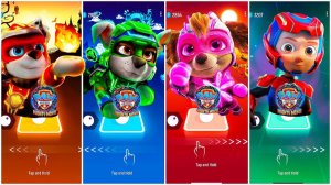 Мультики для Детей Щенячий Патруль Tiles Hop - МАРШАЛЛ, РОККИ, СКАЙ, РАЙДЕР