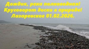Псезуапсе разлилась, круговорот доски и дождик! Лазаревское 01.02.2026.