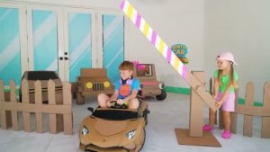 Nastya and Cardboard Cars Challenge for kids