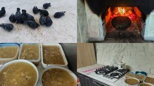 Топлю печь ,варю холодец.