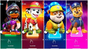 Мультики для Детей Щенячий Патруль Tiles Hop - МАРШАЛЛ, КРЕПЫШ, ГОНЩИК