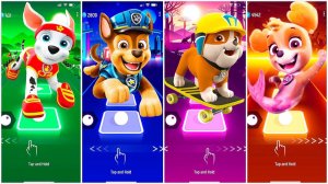 Мультики для Детей Щенячий Патруль Tiles Hop - МАРШАЛЛ, ГОНЩИК, КРЕПЫШ, СКАЙ