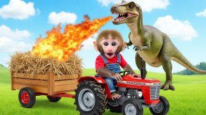 Мультики для детей, обезьянка убегает от динозавра/видео про обезьянку