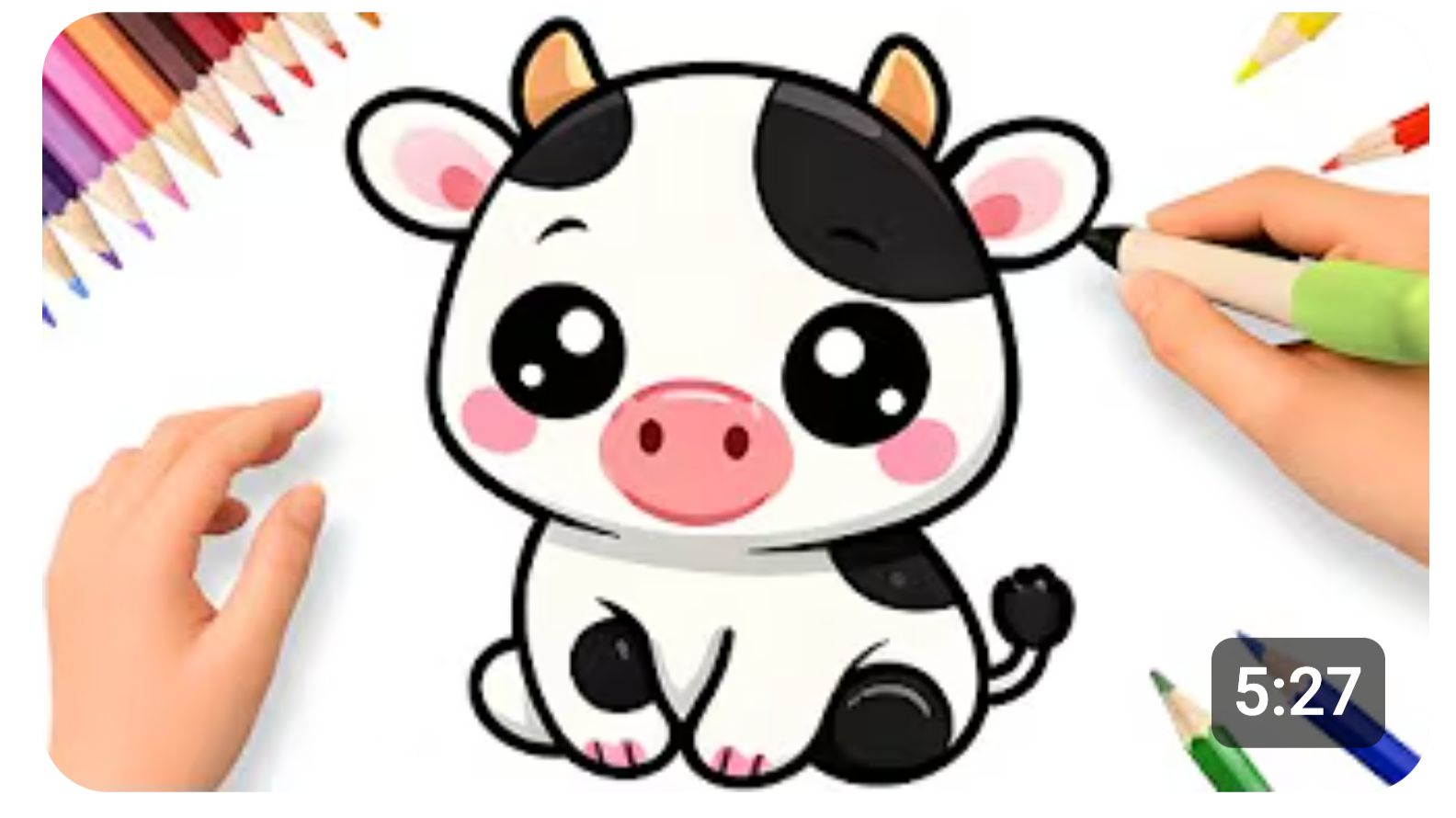 КАК НАРИСОВАТЬ ПРОСТУЮ МИЛУЮ КОРОВУ В СТИЛЕ КАВАЙИ 🐮💗 смотреть онлайн