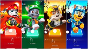 Мультики для Детей Щенячий Патруль Tiles Hop - МАРШАЛЛ, РОККИ, КРЕПЫШ, ГОНЩИК