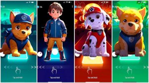 Мультики для Детей Щенячий Патруль АНИМЕ Tiles Hop - ГОНЩИК, РАЙДЕР, МАРШАЛЛ, КРЕПЫШ