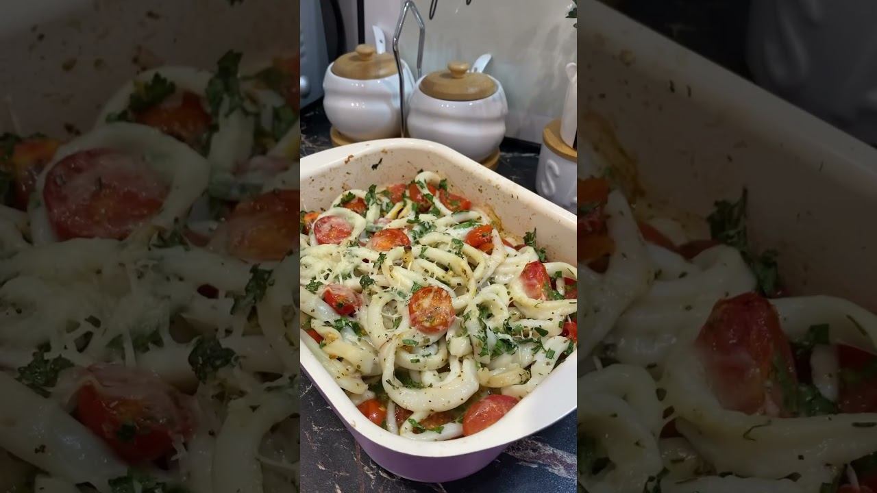 КАЛЬМАРЫ С ПОМИДОРАМИ ЧЕРРИ @rezept_tut  #рецепты #food #кальмары #еда #помидоры #вкусно