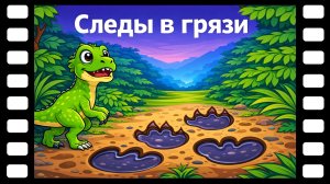 Следы в грязи — Сказки ТракТЫРишкИ 🦖 Опасный хищник и маленький динозаврик