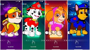 Мультики для Детей Щенячий Патруль Tiles Hop - КРЕПЫШ, МАРШАЛЛ, СКАЙ, ГОНЩИК