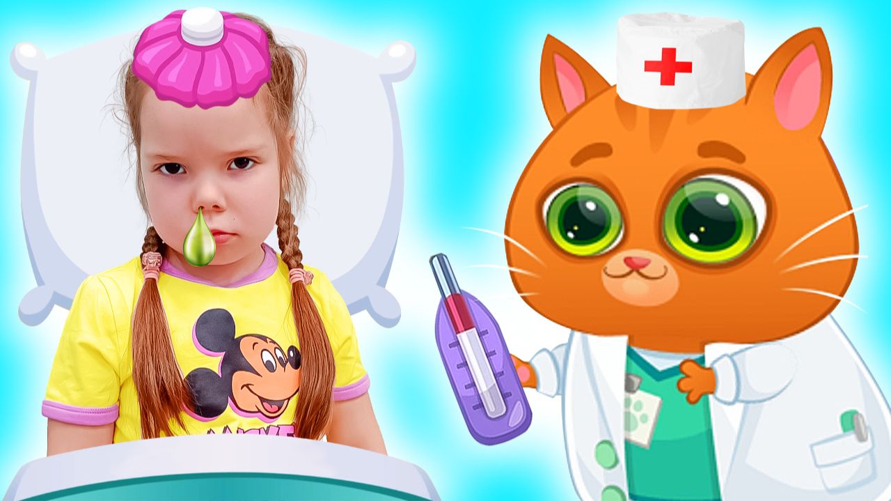 Мультик для детей про котика Bubbu | Настя заболела и Бубу лечит смотреть онлайн