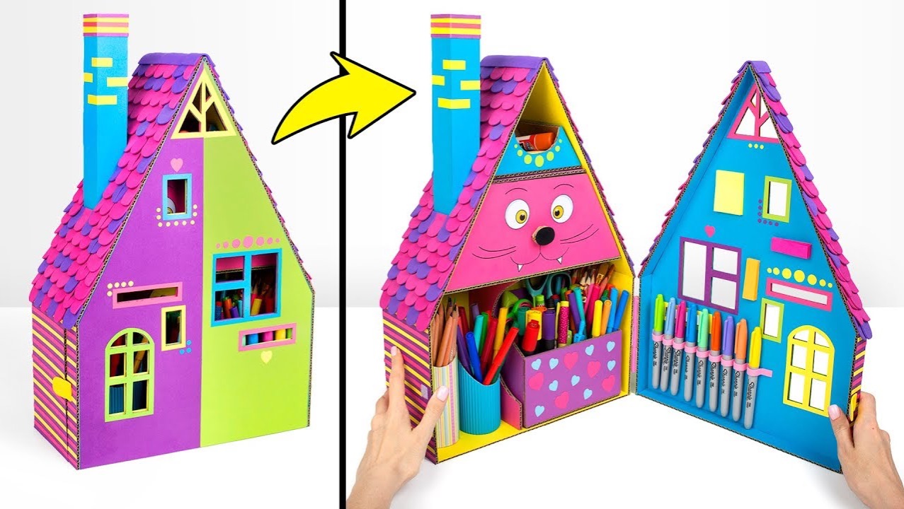 🖼 Как сделать красочный настольный органайзер для школьных принадлежностей! → смотреть онлайн