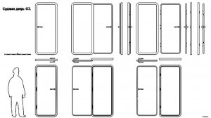 Судовая дверь G 3. Чертёж. Door G 3. Drawings.
