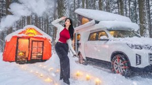 Люксовый кемпинг в сильный снегопад Кирин.