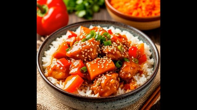 Курица в кисло-сладком соусе с кунжутом, домашняя, классическая курица на сковороде ❤️❤️❤️ смотреть онлайн