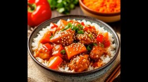 Курица в кисло-сладком соусе с кунжутом, домашняя, классическая курица на сковороде  ❤️❤️❤️