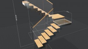 Расчет чертежей и 3D-модели П-образной металлической лестницы в онлайн-сервисе Afina-Scala